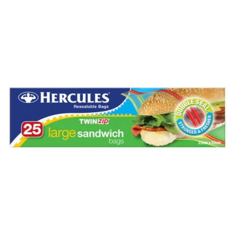 Hercules Twinzip Lge Sandwich Bags 25pk