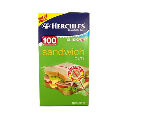 Hercules Clickzip Sandwich Bags 100pk